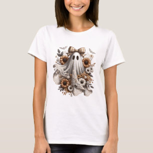 Halloween Fun T-Shirt - Lace Ghost - Wht3 - Fall