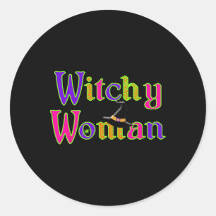 Halloween Fun Witch Witchy Woman Trick Treat  Classic Round Sticker
