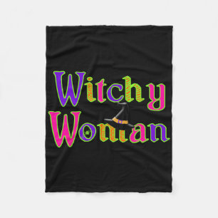 Halloween Fun Witch Witchy Woman Trick Treat Fleece Blanket