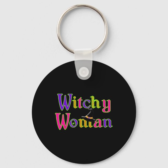 Halloween Fun Witch Witchy Woman Trick Treat  Key Ring (Front)