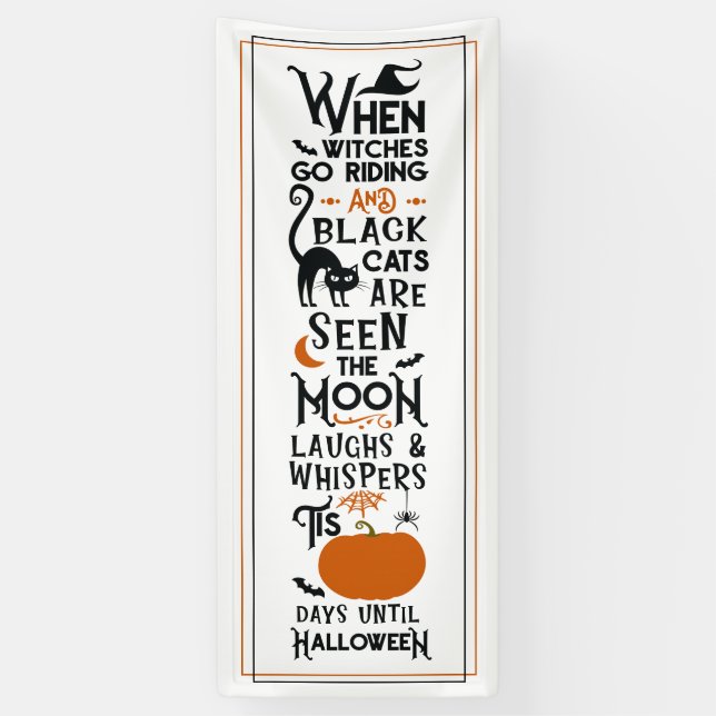 Halloween Fun | Witches Ride Black Cats Seen Door Banner (Vertical)