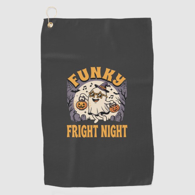 Halloween Funky Ghost Party Golf Towel (Front)