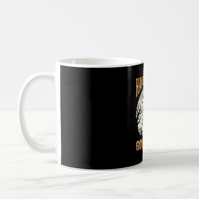 Halloween Funky Gourd Time Ghost Pumpkin Coffee Mug (Left)
