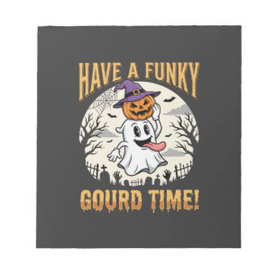 Halloween Funky Gourd Time Ghost Pumpkin Notepad