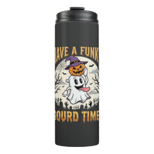 Halloween Funky Gourd Time Ghost Pumpkin Thermal Tumbler