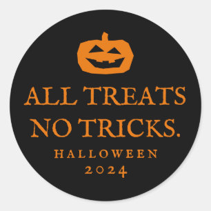 Halloween funny all treats no tricks favour sticke classic round sticker