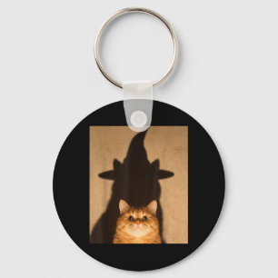 Halloween Funny Black Cat Witch Meme Vintage Key Ring