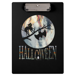 Halloween Funny Cat Halloween Birthday Clipboard