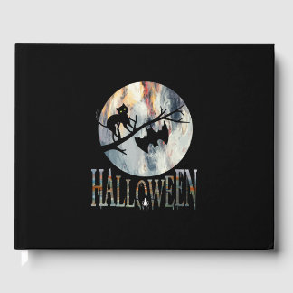 Halloween Funny Cat Halloween Birthday Guest Book