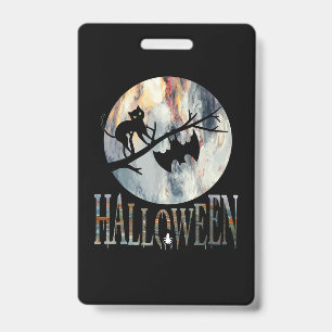 Halloween Funny Cat Halloween Birthday ID Badge