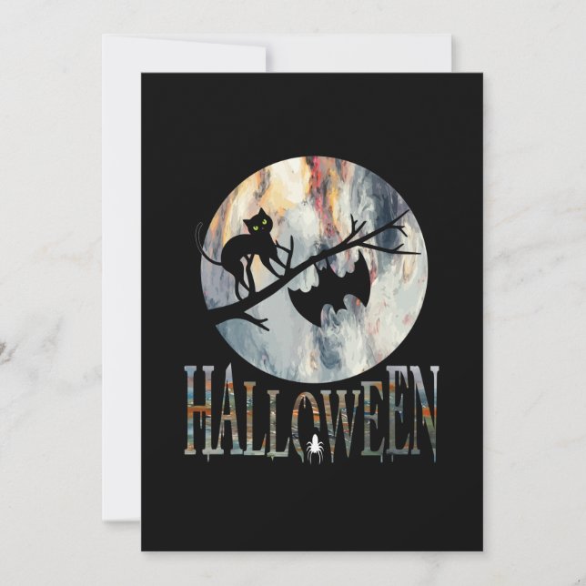 Halloween Funny Cat Halloween Birthday Invitation (Front)