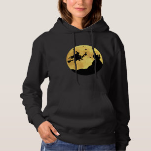 Halloween Funny Dachshund Riding Broomstick With W Hoodie