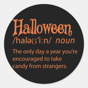 Halloween Funny Dictionary Definition Classic Round Sticker