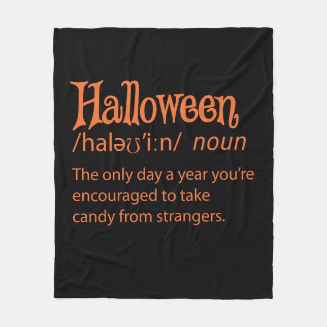 Halloween Funny Dictionary Definition Fleece Blanket (Front)