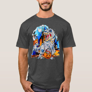 Halloween Funny Dinosaur Skeleton T rex Mummy Pump T-Shirt