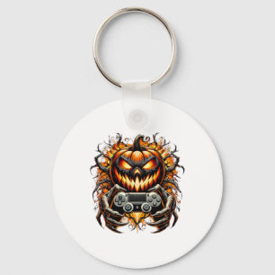 Halloween Funny Gamer Gaming Pumpkin Boy Funny Tri Key Ring