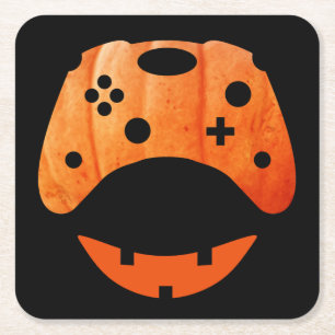 HALLOWEEN FUNNY GAMER SQUARE PAPER COASTER
