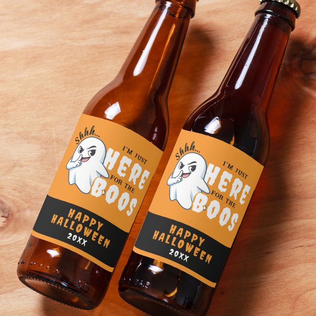 Halloween Funny Ghost Pun Just Here for the Boos Beer Bottle Label (Halloween Funny Ghost Pun Just Here for the Boos Beer Bottle Label
)