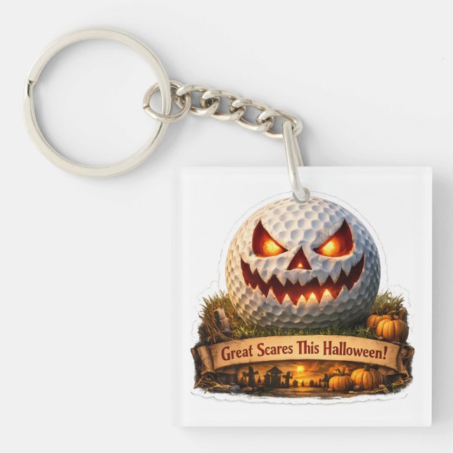halloween funny golf ball key ring (Front)