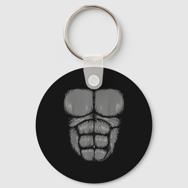 Halloween Funny Gorilla Monkey Belly Chest Costume Key Ring (Front)