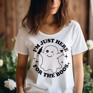 HALLOWEEN FUNNY I'M JUST HERE FOR THE BOOS GHOST T-Shirt