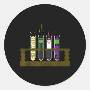 Halloween Funny Mad Scientist Test Tube Shirt Classic Round Sticker