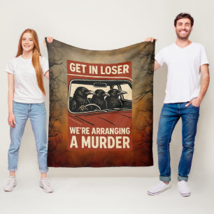 Halloween Funny Murder Of Crows Fleece Blanket