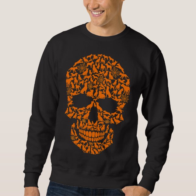 Halloween Funny Pitbull Dog Skull Sweatshirt (Front)