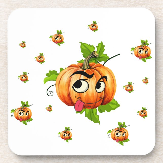 Halloween Funny Pumpkin Face Coaster (Front)