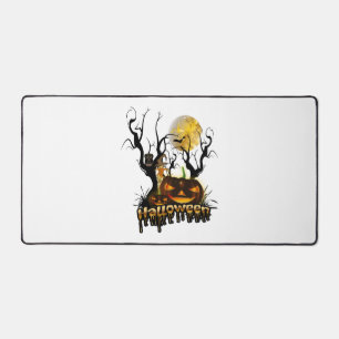 Halloween funny pumpkin with owl desk mat