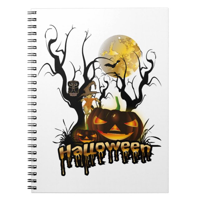 Halloween funny pumpkin with owl notebook (Front)