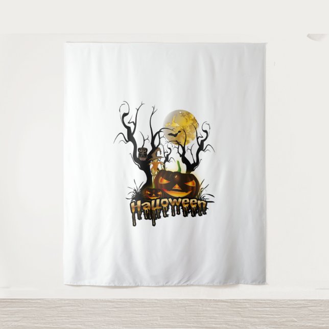 Halloween funny pumpkin with owl tapestry (Front)