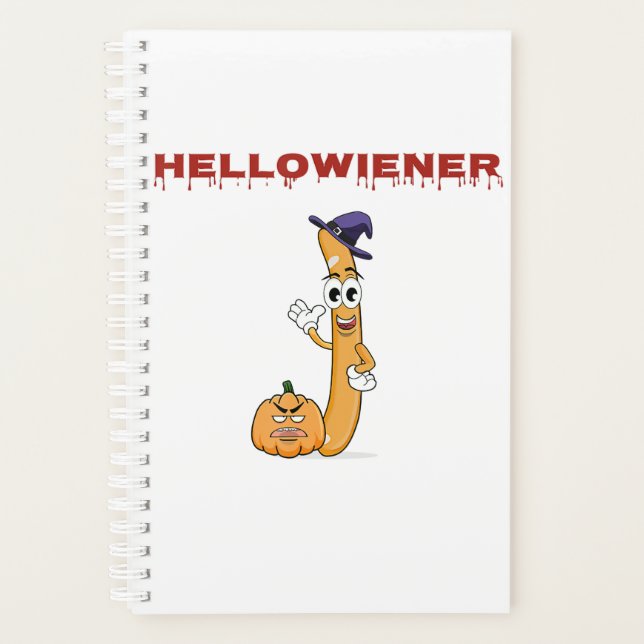 Halloween Funny Sarcastic Waving Wiener Pumpkin Wi Planner (Front)