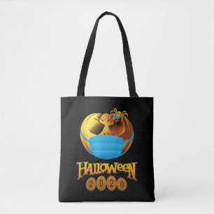 Halloween Funny Scary Pumpkin And Spider With Mask Tote Bag