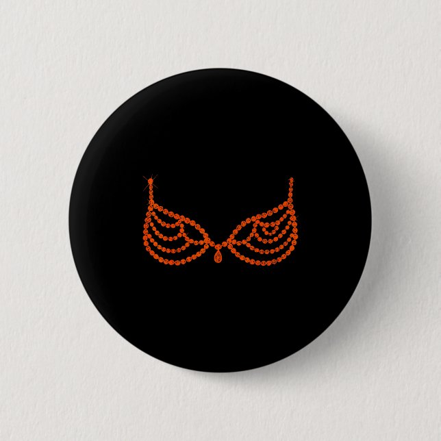 Halloween Funny Showgirl Orange Crystal Bra Lazy C 6 Cm Round Badge (Front)