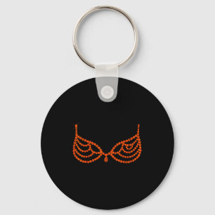 Halloween Funny Showgirl Orange Crystal Bra Lazy C Key Ring