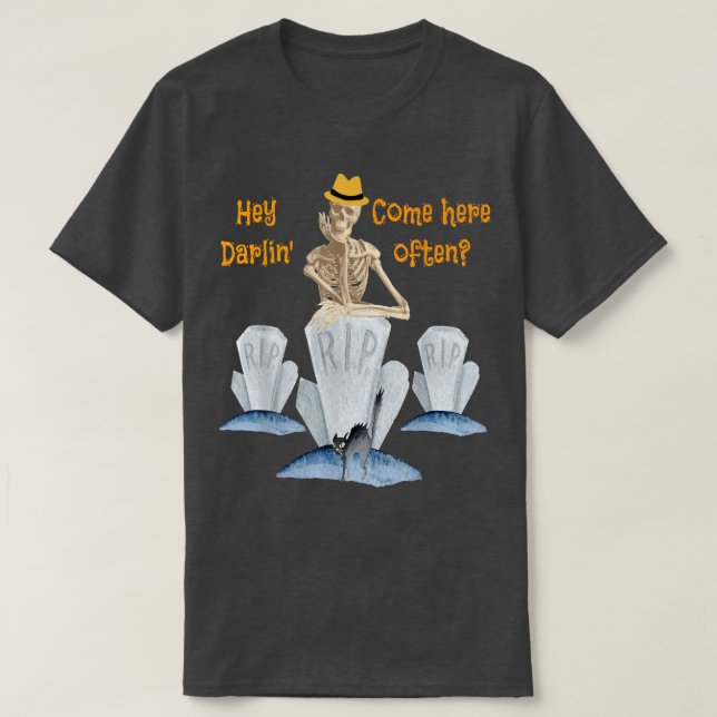 Halloween Funny Skeleton, Flirty, Skeleton, Hallow T-Shirt (Design Front)