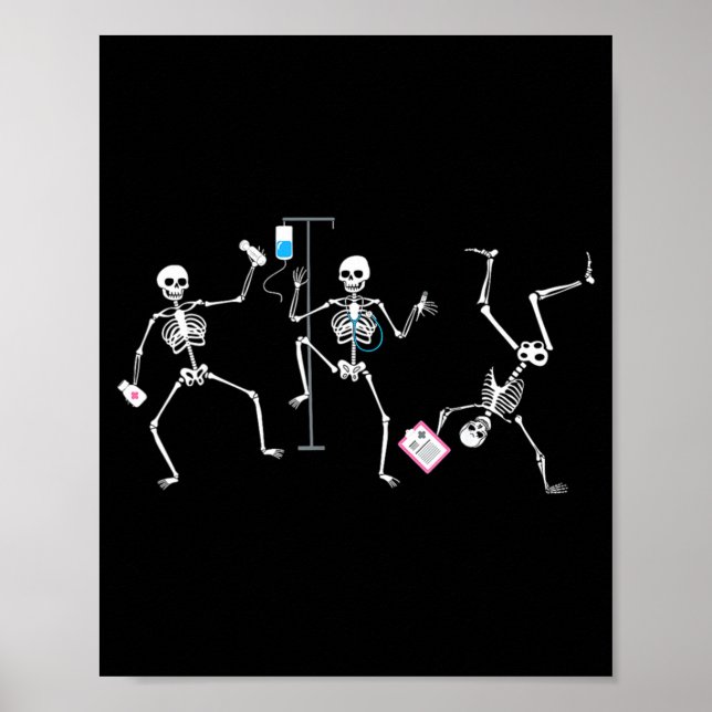 Halloween Funny Skeleton Nurse Soky Registered Nur Poster (Front)