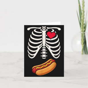 Halloween Funny Skeleton Ribcage Hotdog Food Lover Card