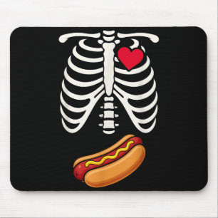 Halloween Funny Skeleton Ribcage Hotdog Food Lover Mouse Mat