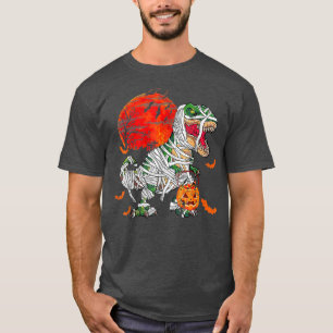 Halloween Funny Skeleton Riding Mummy Dinosaur T r T-Shirt