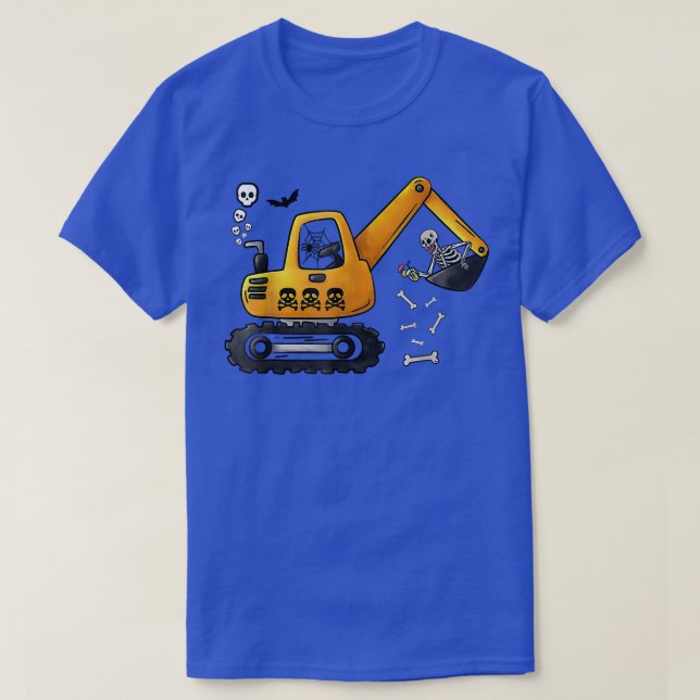 Halloween Funny Skeleton Truck Excavator Funny Tod T-Shirt (Design Front)