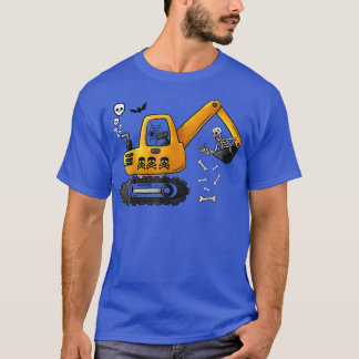 Halloween Funny Skeleton Truck Excavator Funny Tod T-Shirt