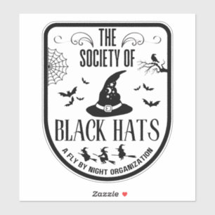 Halloween funny society of black hats witch brooms