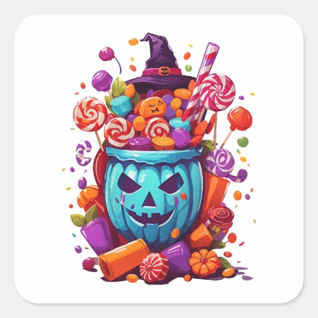 Halloween funny  square sticker (Front)