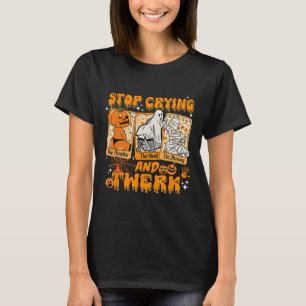 Halloween Funny Stop Crying And Twerk Pumpkin Ghos T-Shirt