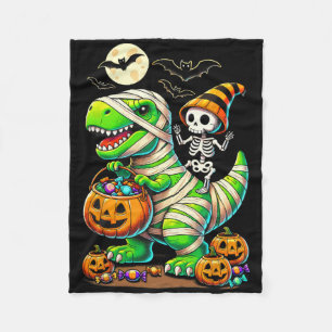 Halloween Funny T Rex Dinosaur Mummy Boys Trick Tr Fleece Blanket
