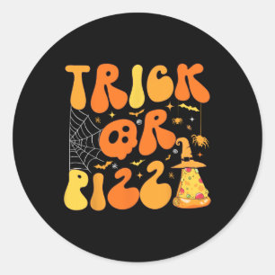 Halloween Funny Trick or Pizza Scary Ghost Deco Gr Classic Round Sticker