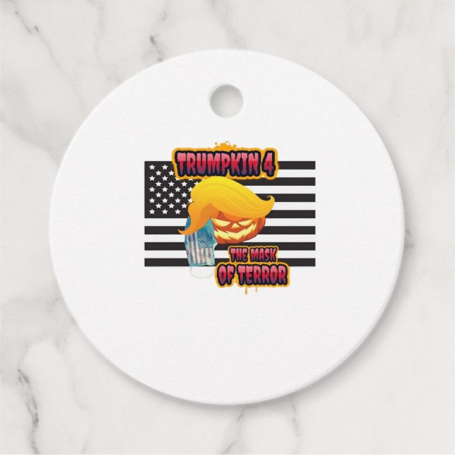Halloween Funny Trumpkin Classic Favour Tags (Front)