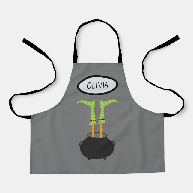 Halloween Funny Witch Feet Personalised Kids Apron (Front)